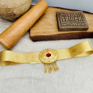 Kırmızı Taşlı Trabzon Hasırı Kemer