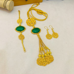 Kök Zümrüt Taşlı Kazaziye Set