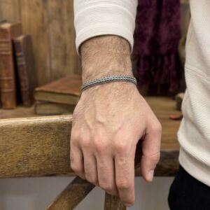 Unisex Bay Bayan El Örgüsü Gümüş Bileklik