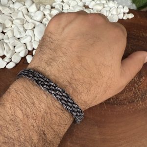 Midyat Hasırı Örgülü Gümüş Bileklik