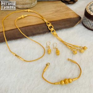 Aşk Düğümlü Altın Kaplama Kazaziye Takı Seti