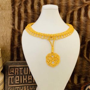 Kazaziye Örgülü Altın Kaplama Gümüş Gerdanlık