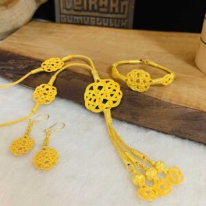 Altın Kaplama Gümüş Bayan Kazaziye Takı Seti