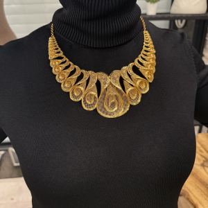 Altın Kaplama Gümüş Bayan Fizyon Güllü Gerdanlık