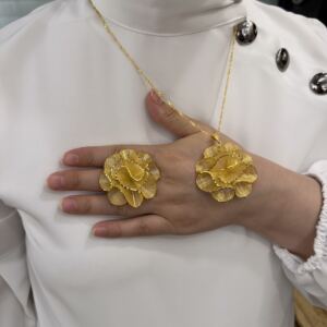 Altın Kaplama Fizyon Kolye Yüzük Set