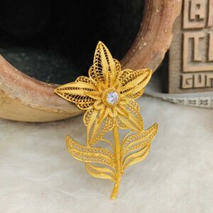 Zirkon Taşlı Telkari Gümüş Saç Tokası