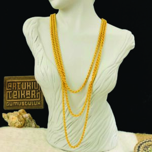 2 mt Altın Kaplama Gümüş Halat Zincir