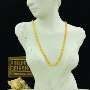 50 cm Altın Kaplama Gümüş Halat Zincir