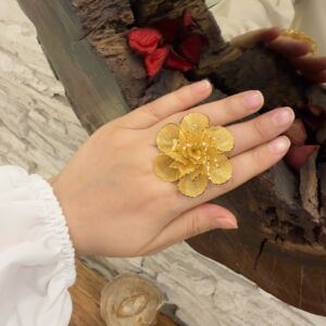 Altın Kaplama Gümüş Gül Modeli Yüzük