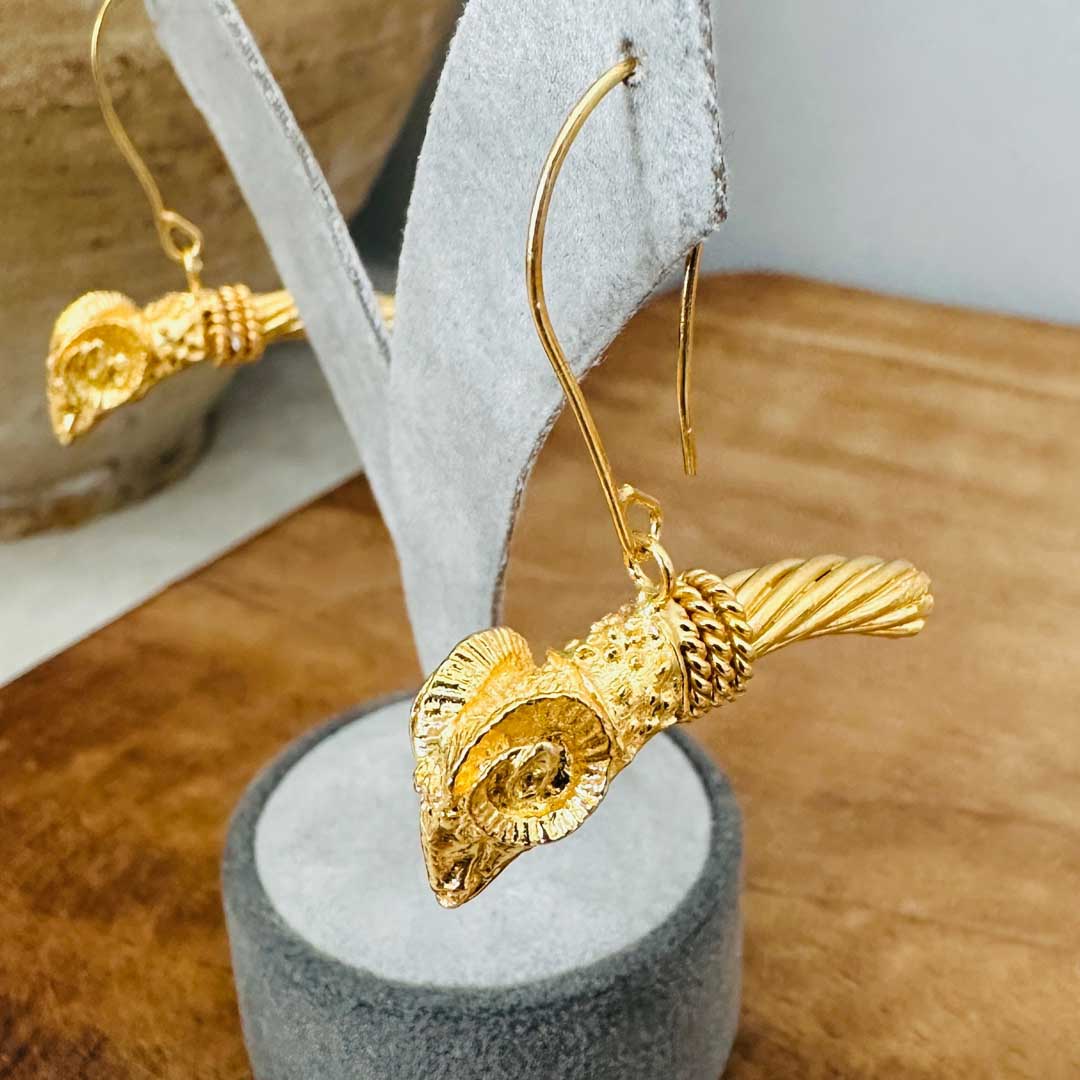 ram-head-gold-plated-silver-earring
