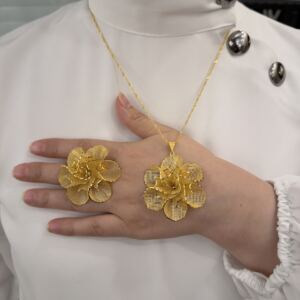 925 Ayar Gümüş Altın Kaplama Tül Set