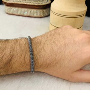 925 Ayar Gümüş Bay Bayan Örgülü Bilezik