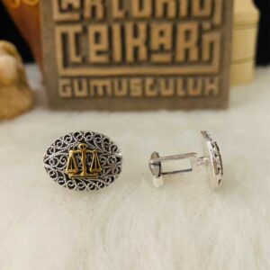 Adalet Armalı Gümüş Kol Düğmesi