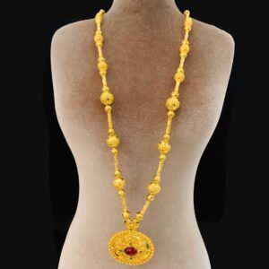 Kırmızı Taşlı Gümüş Köstek Kolye