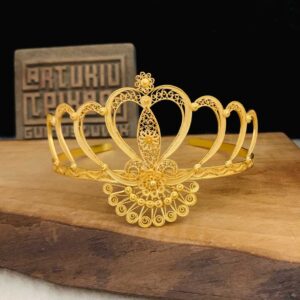 Altın Kaplama Telkari Gümüş Prenses Modeli Taç