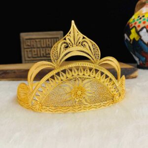 Altın Kaplama Gümüş Makedonya Gelin Tacı