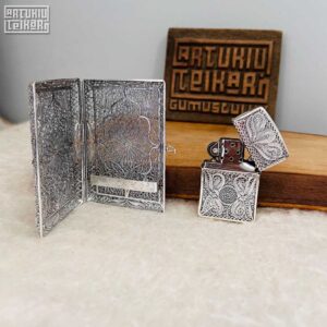 Telkari Sigara Tabakası ve Zippo Çakmak Seti