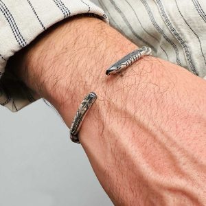 Yılan Başlı Gümüş Erkek Bileziği