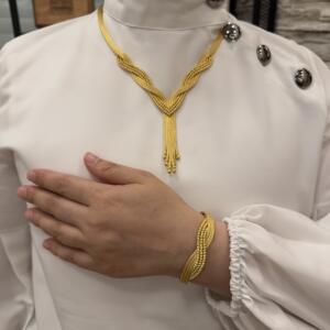 Dorika Altın Kaplama Gümüş Takı Set Modeli
