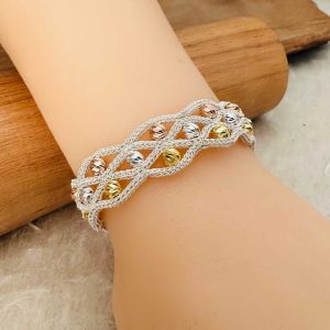 Dorika İşlemeli Kazaziye Gümüş Bileklik