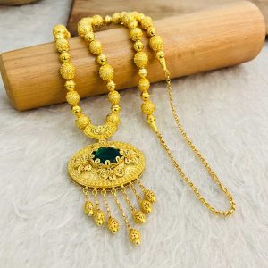 Altın Kaplama Yeşil Taşlı Köstek