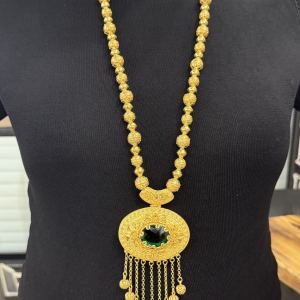 Altın Kaplama Yeşil Taşlı Köstek