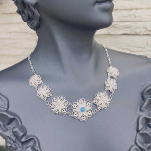 Telkari Gümüş İşlemeli Bayan Gerdanlığı
