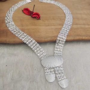 Mersin Hasırı Sepet Örgü Gümüş Kolye