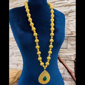 Yeşil Taşlı Telkari Köstek Bayan Kolyesi