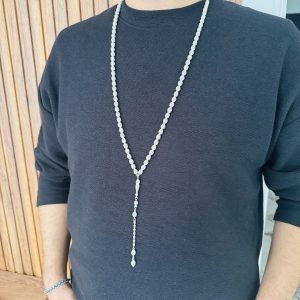 Habbeli 925 ayar gümüş erkek kolyesi