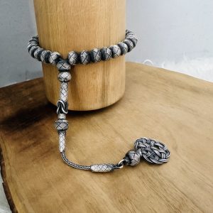 Oksitli Gümüş Kazaziye Erkek Tesbih Modeli