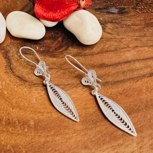 Mekik Tasarımlı Gümüş Telkari Bayan Küpesi