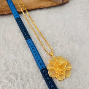 Altın Kaplama Gümüş Gelin Gülü Zincirli Kolye