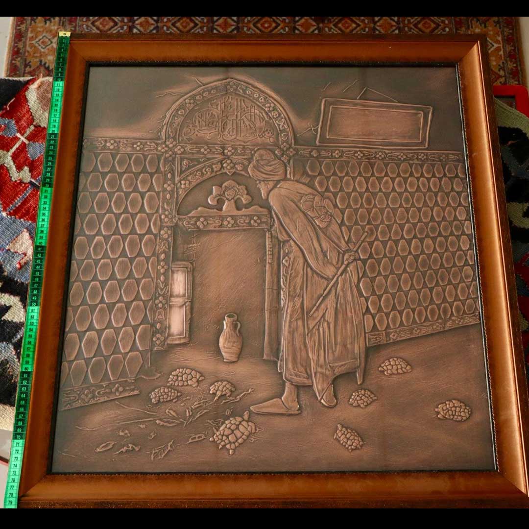 kaplumbaga-terbiyecisi-bakir-isleme-rolyef-tablo