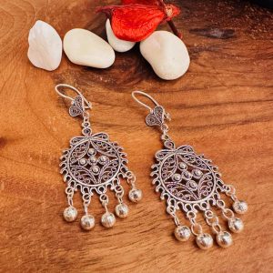 Güneş Tasarımlı Telkari Gümüş Bayan Küpesi