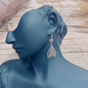 Yaprak Modeli Gümüş Telkari Küpe