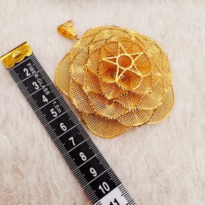 Altın Kaplama Gümüş Gelin Gülü Yıldızlı Kolye Ucu