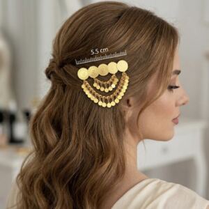 Pullu Altın Modeli Gümüş Saç Tokası