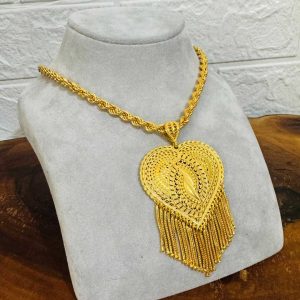 Halat Zincirli Hint İşi Bayan Kolyesi