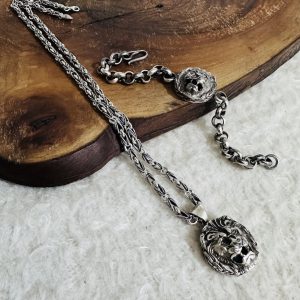 Aslan Başlı El İşi Erkek Kolye Bileklik Modeli