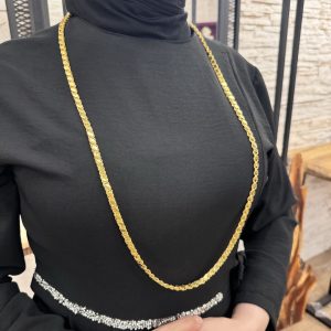 1 mt Altın Modeli Gümüş Pullu Zincir