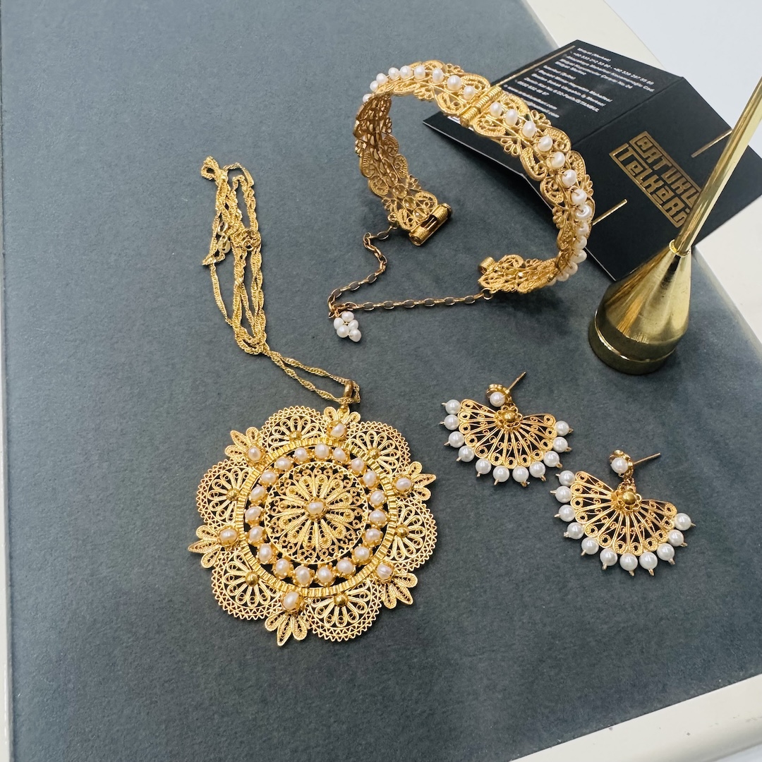 Perlfiligran-Silber-Damen-Taki-Set