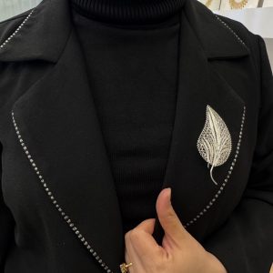 Ağaç Yaprak Modeli Telkari İşlemeli Gümüş Broş