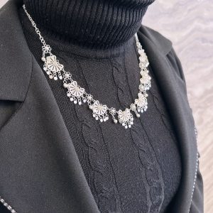 Telkari İşlemeli Gümüş Bayan Kolyesi