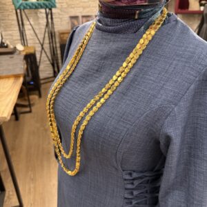 2 mt 10 mm Altın Kaplama Gümüş Halep Pullu Zincir