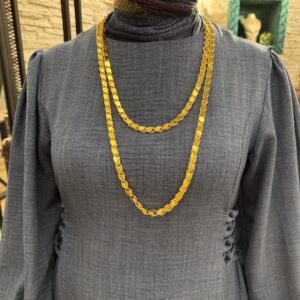 1,5 mt 10 mm Altın Kaplama Gümüş Halep Pullu Zincir