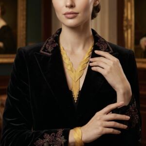 Dorika İşlemeli Örgülü Altın Modeli Gümüş Set