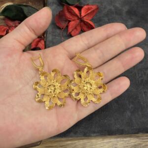 Telkari Motifli Altın Kaplama Gümüş Fizyon Küpe