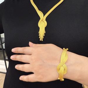 Altın Modeli Dorika İşlemeli Bayan Takı Seti