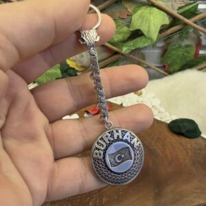 Türk Bayrağı Amblemli Telkari Gümüş İsimli Anahtarlık